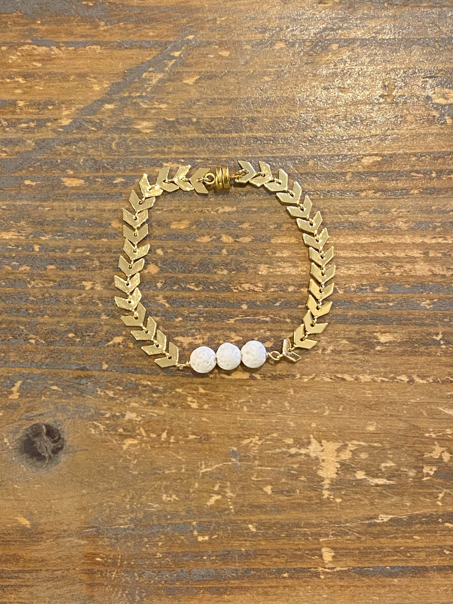 Regular Gold Filled Ivy Aromatherapy White Lava Rock Bracelet