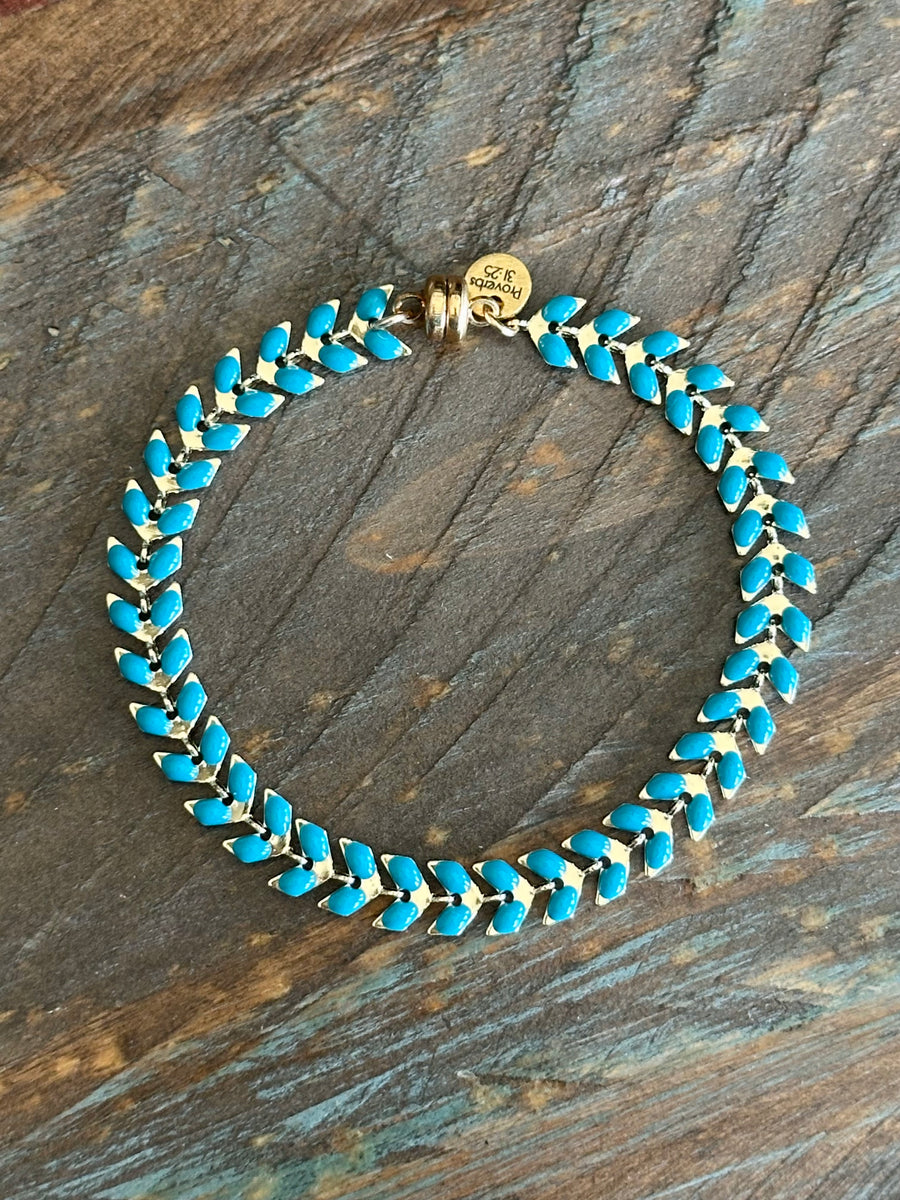 Regular Turquoise Blue and Gold Ivy bracelet
