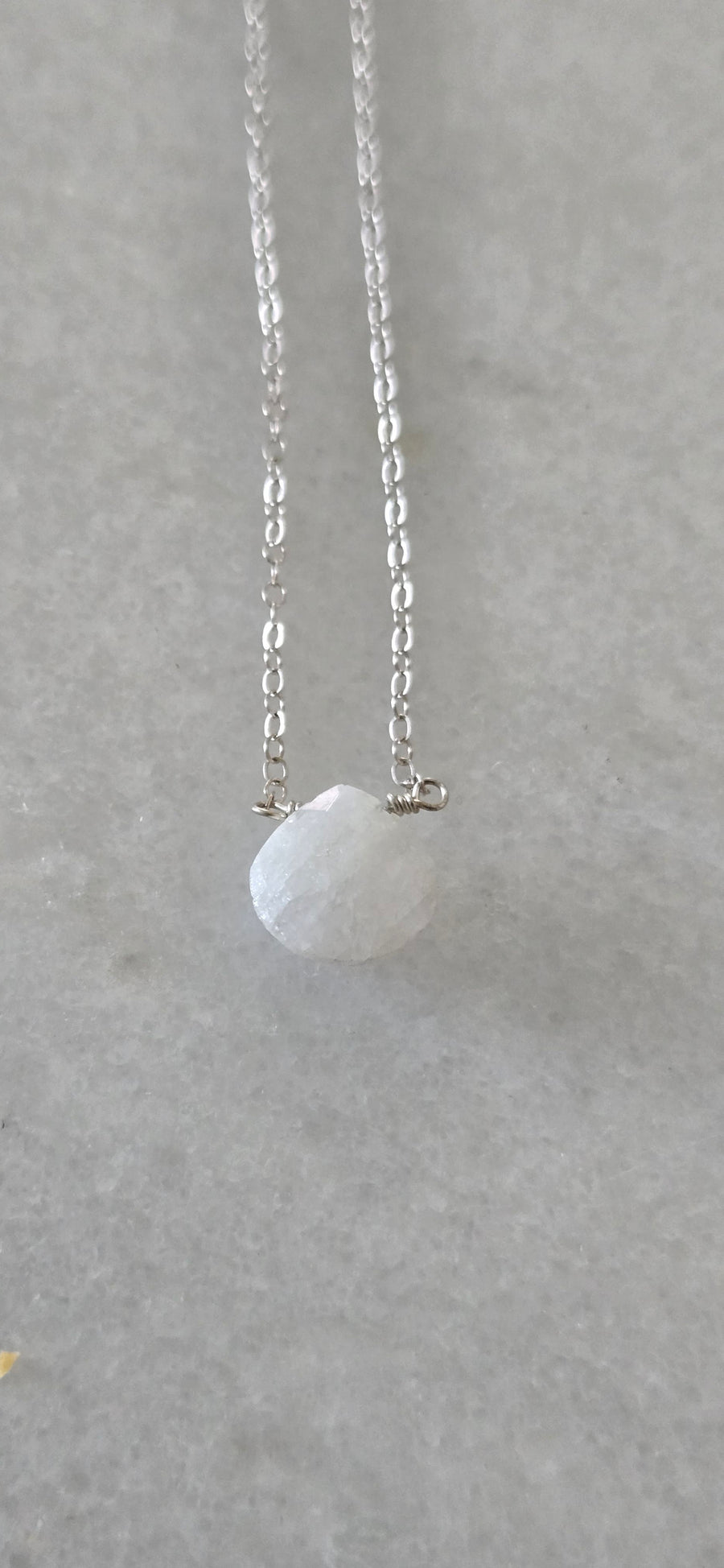Silver Moonstone Teardrop Gemstone Necklace