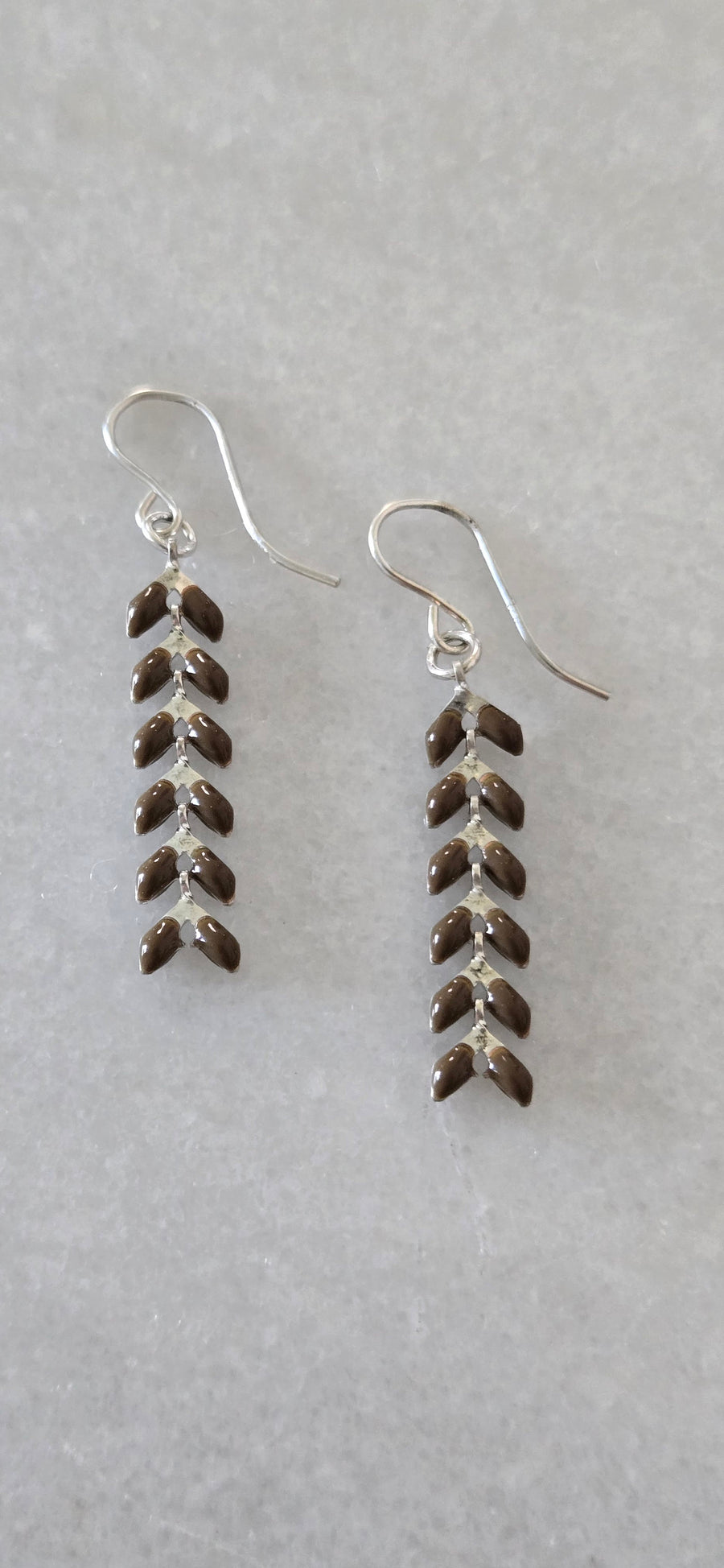 Dark Brown and Silver Ivy Earrings