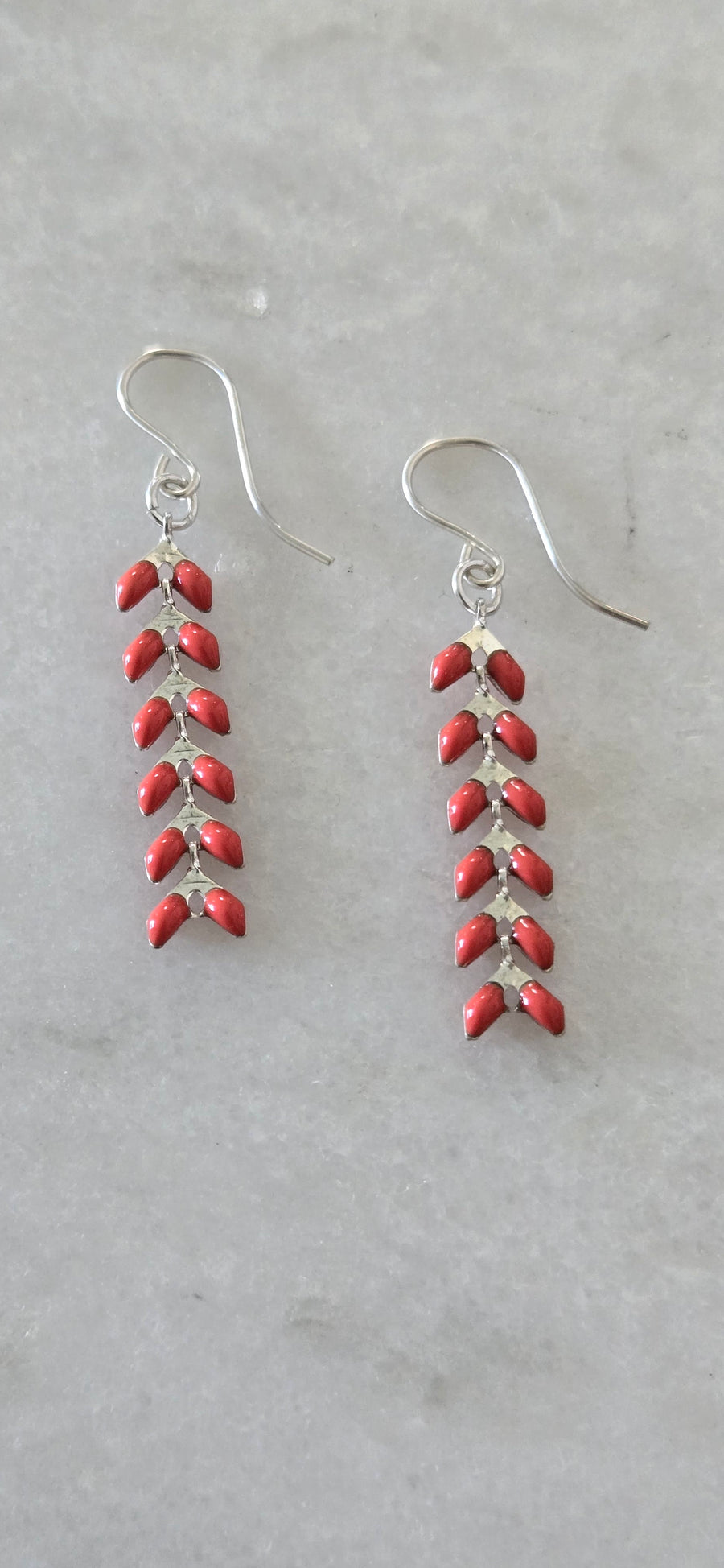 Coral on Silver Ivy Earrings