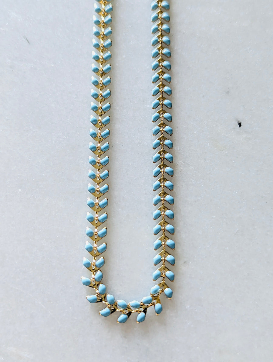 Light blue gold ivy necklace