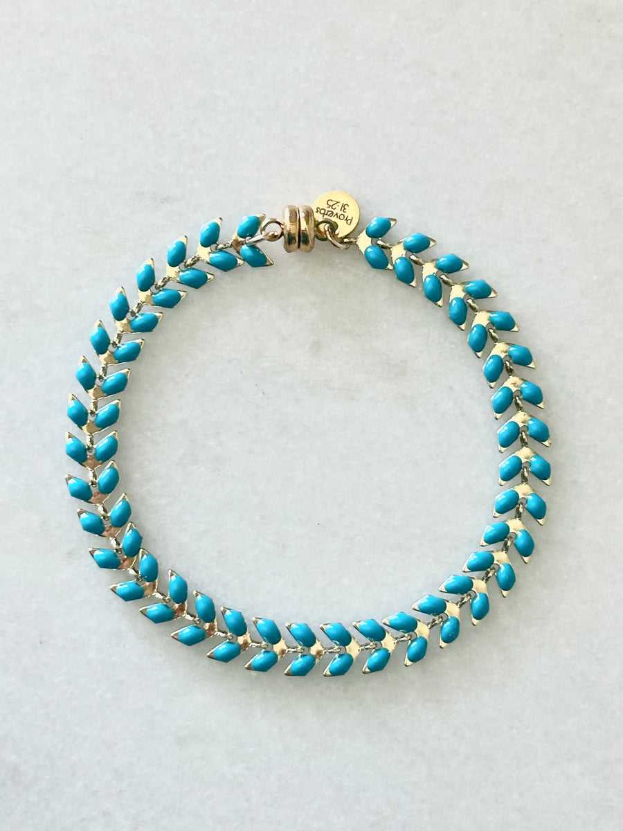 Regular Turquoise Blue and Gold Ivy bracelet