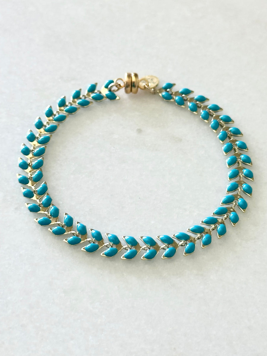 Regular Turquoise Blue and Gold Ivy bracelet