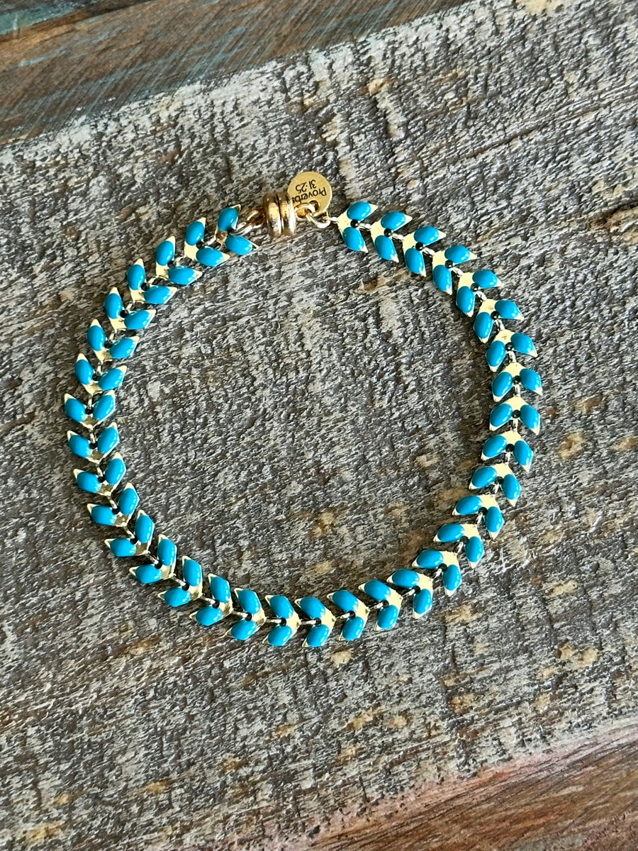 Regular Turquoise Blue and Gold Ivy bracelet
