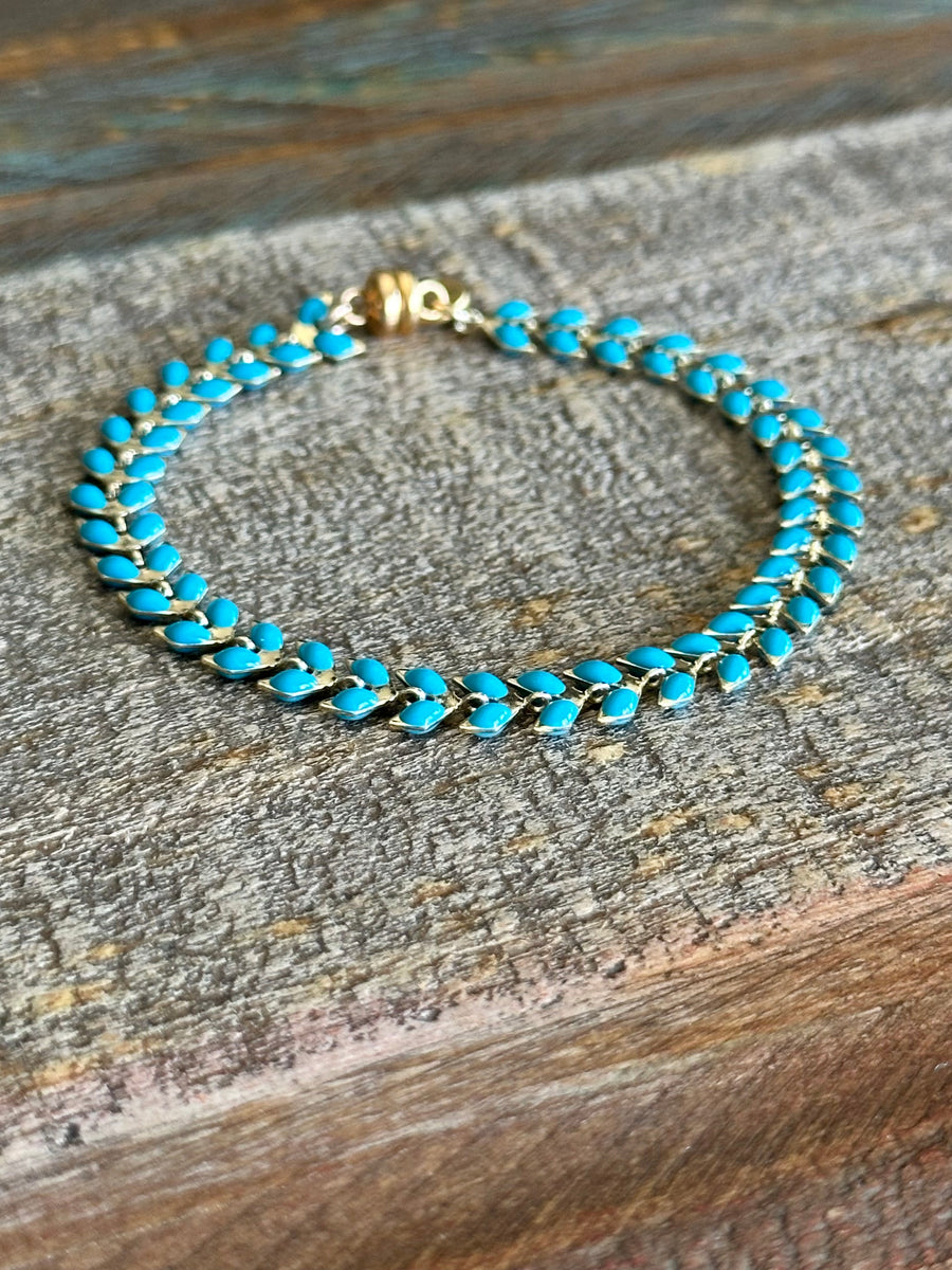 Regular Turquoise Blue and Gold Ivy bracelet