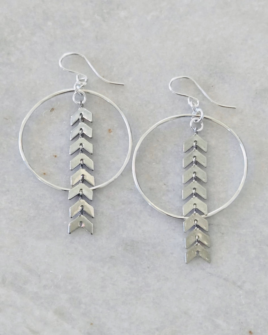 Small Sterling Silver Hoop & Silver Ivy Earrings