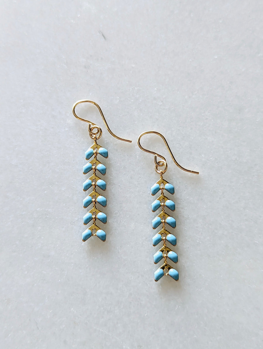 Light Blue and Gold Ivy Earrings