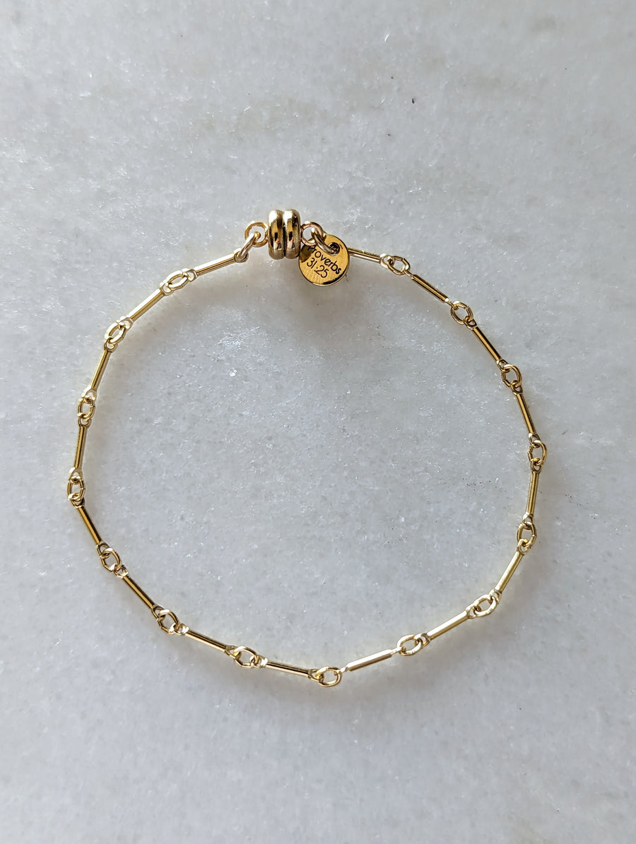 Gold long & circle link bracelet