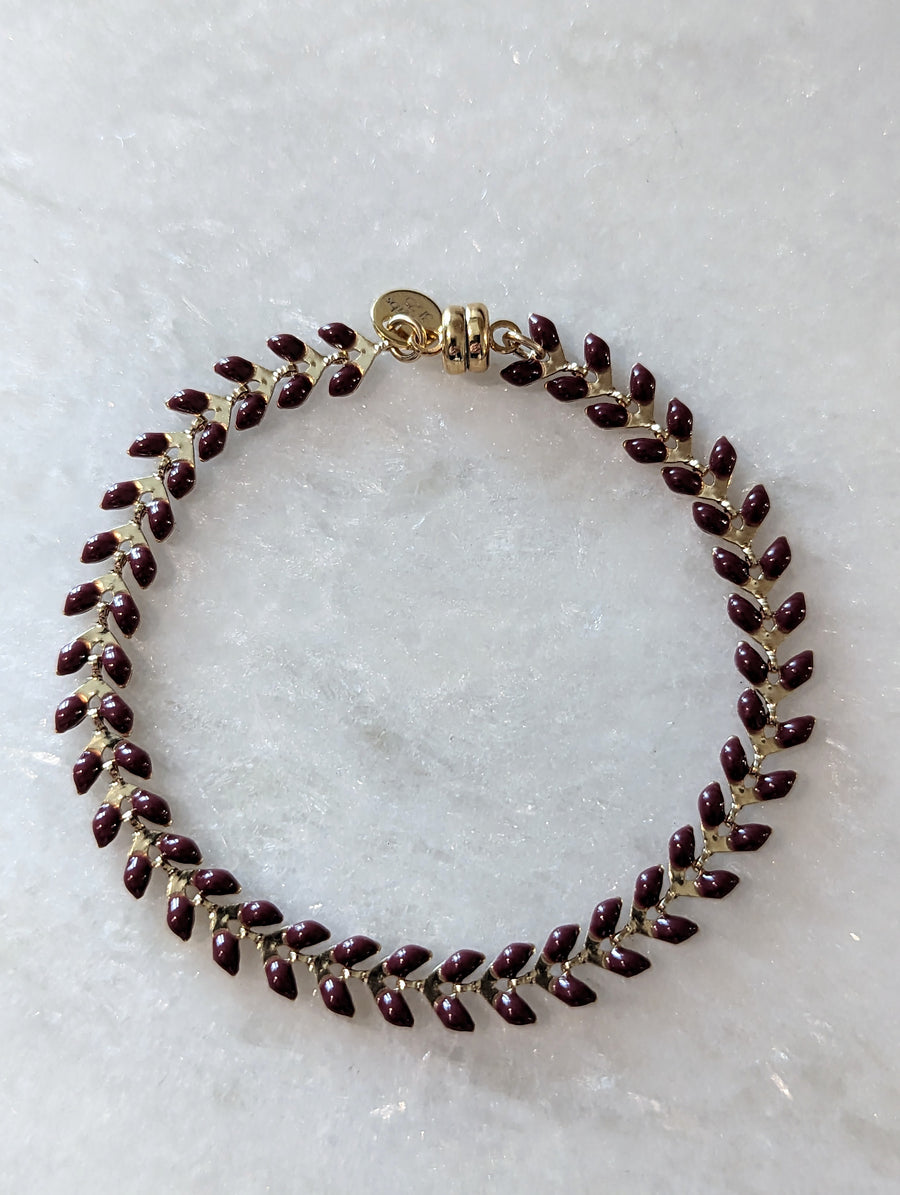 Regular Burgundy Maroon Gold Ivy Bracelet