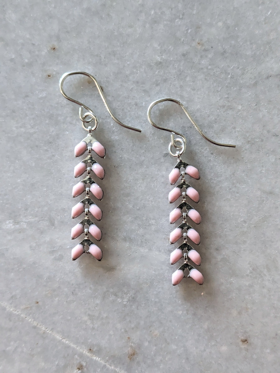 Light Pink on Silver Ivy Earrings