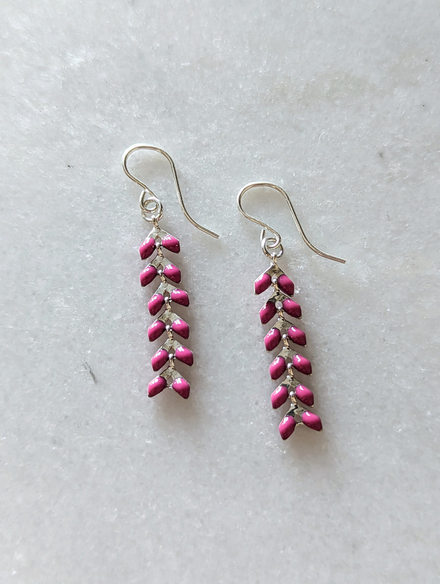 Pink on Silver Ivy Earrings