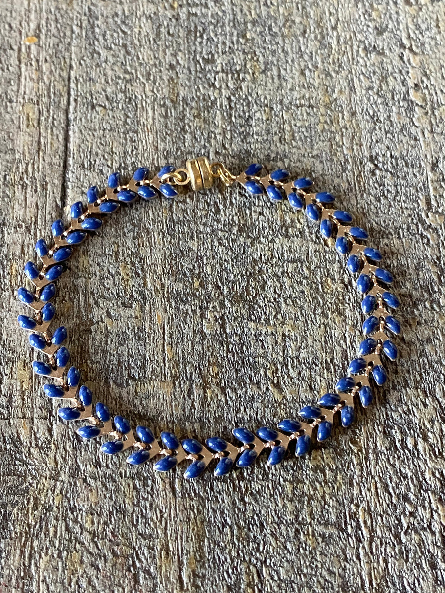 Long Navy Gold Ivy Bracelet