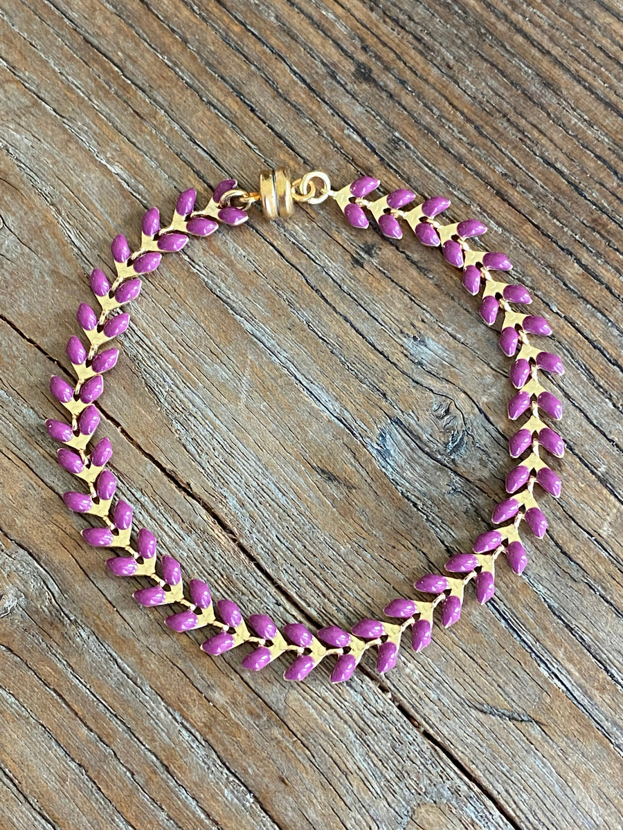 Long Purple Gold Ivy Bracelet