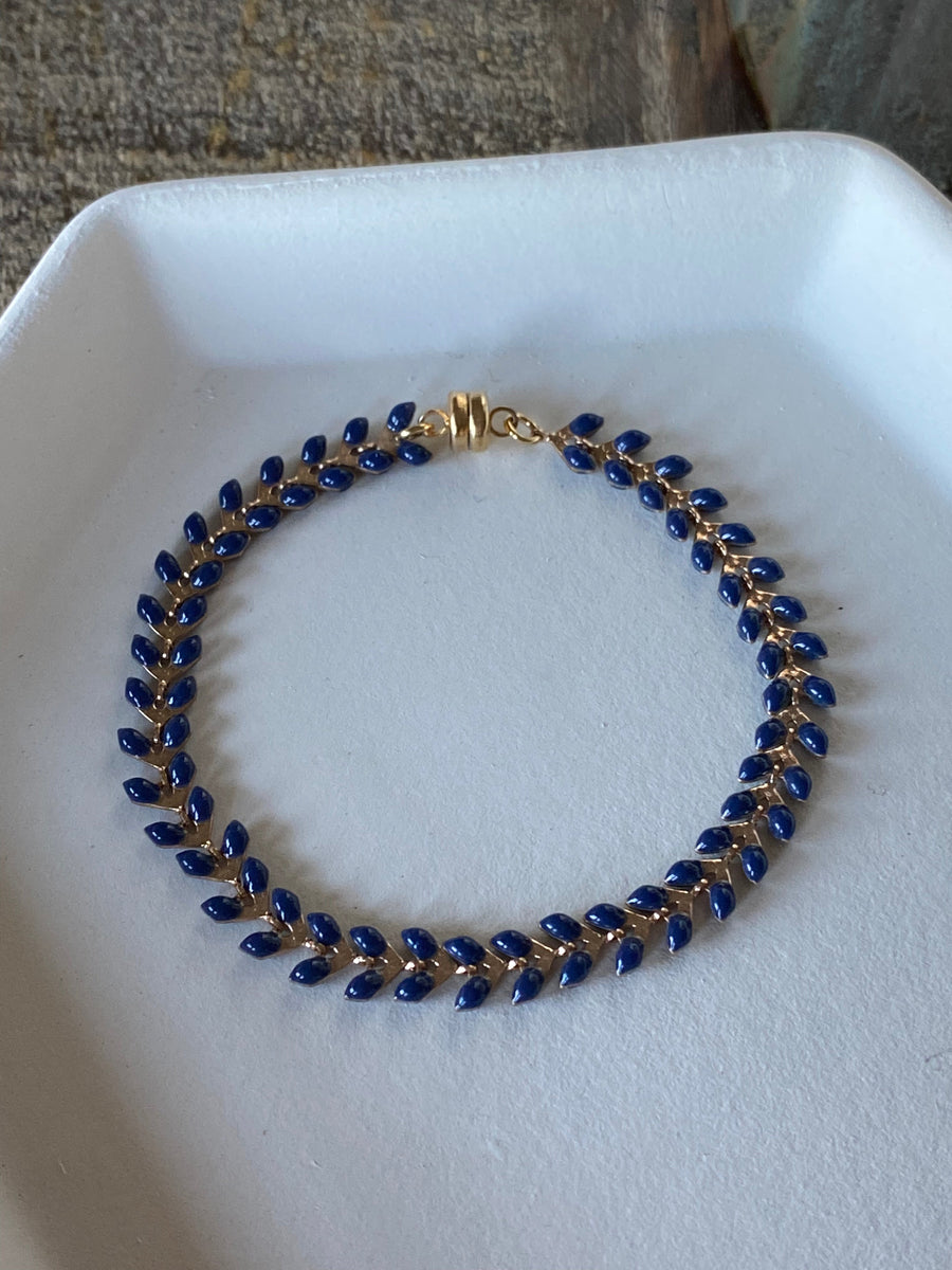 Long Navy Gold Ivy Bracelet
