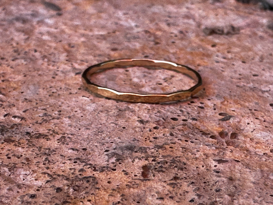Gold hammered stacking ring size 7