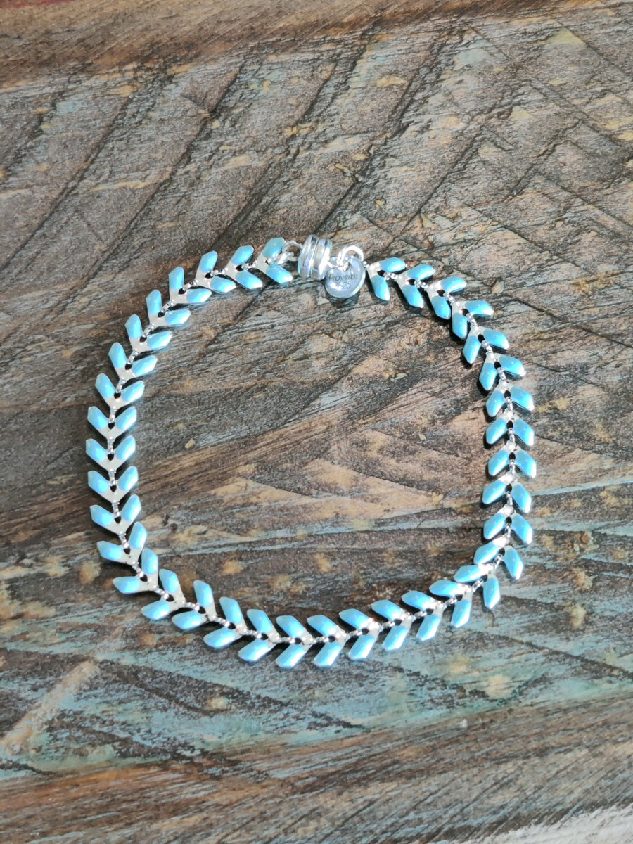 Long Light Blue and Silver Ivy Bracelet