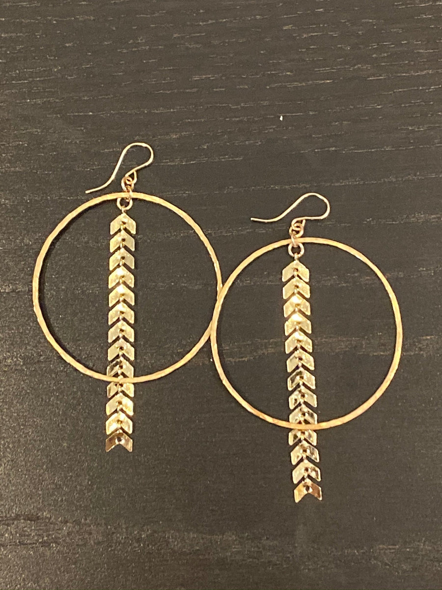 Small Hand Hammered 14K Gold Filled Hoop & Ivy Earrings