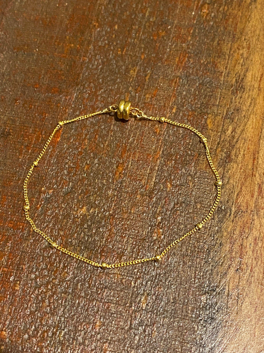 Long Gold Tiny Beaded Bracelet