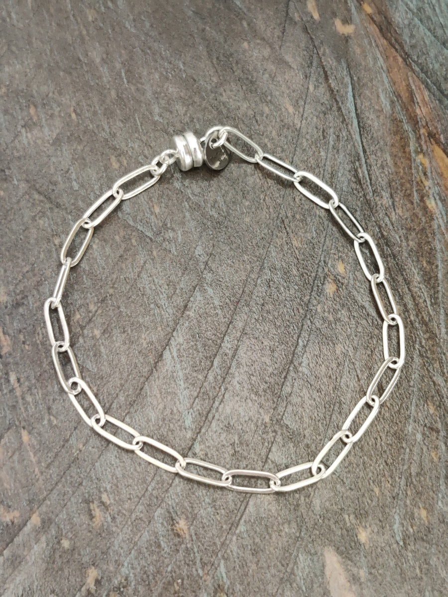 Long Silver Large Link Bracelet