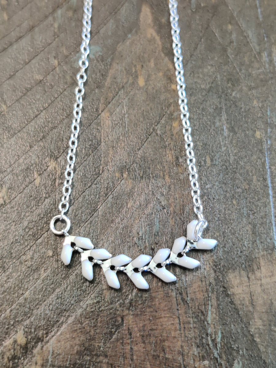 White ivy on sterling silver necklace