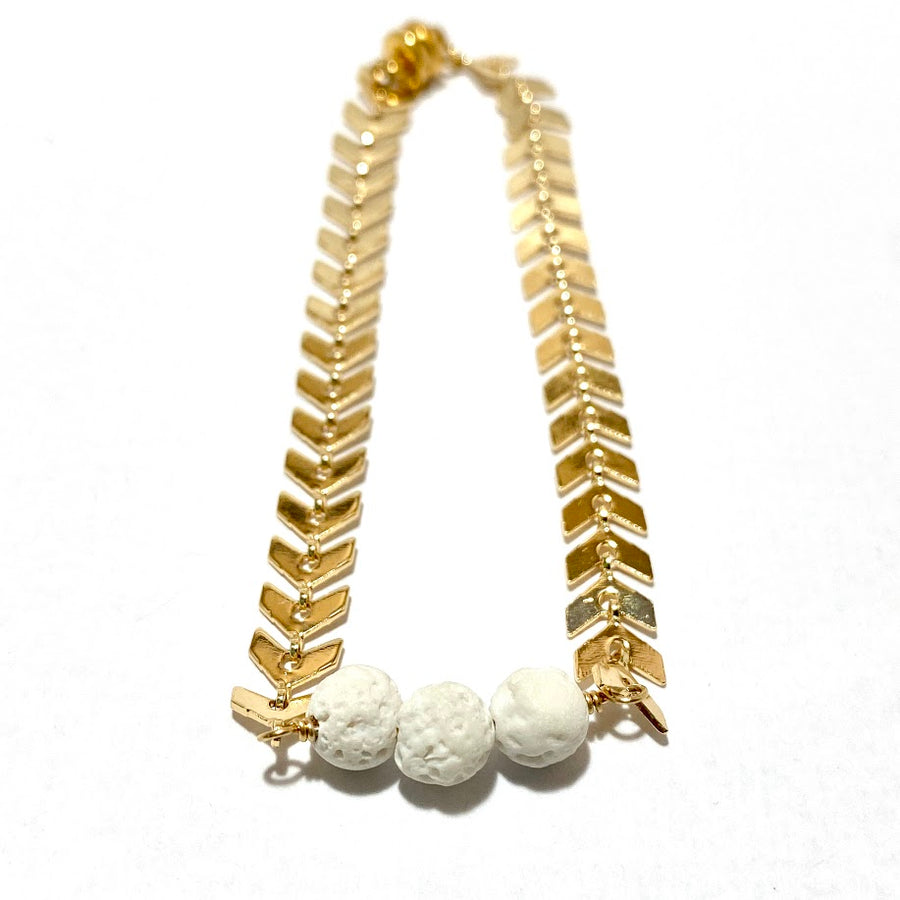 Regular Gold Filled Ivy Aromatherapy White Lava Rock Bracelet