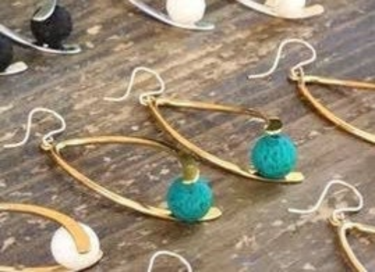 Turquoise and Gold Swoosh Earrings