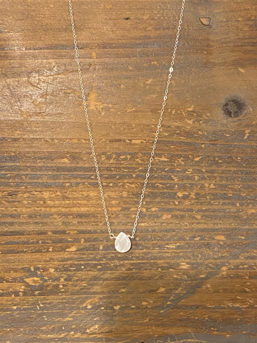 Silver pearl shell teardrop necklace