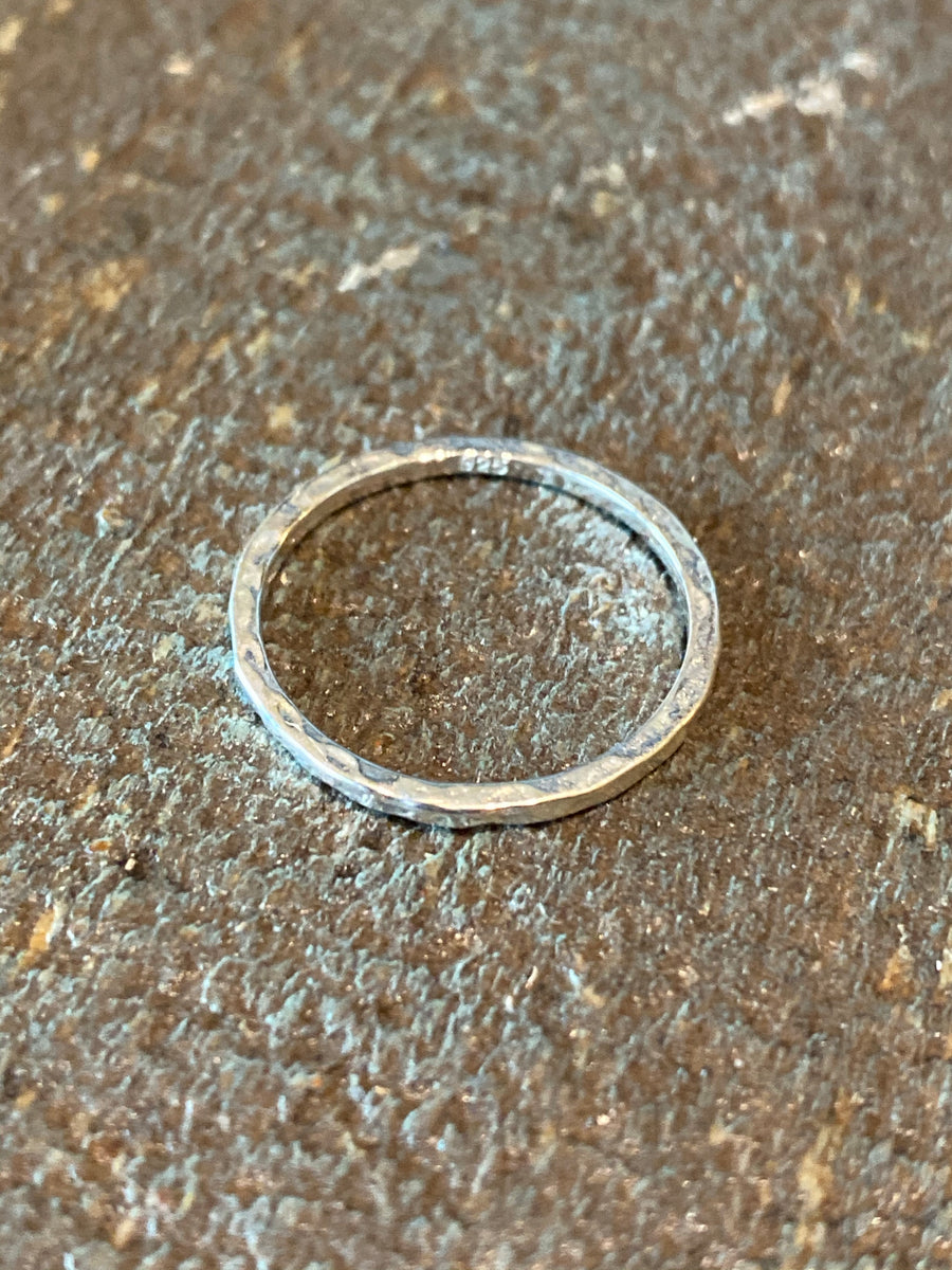 Silver Hammered Ring Size 6