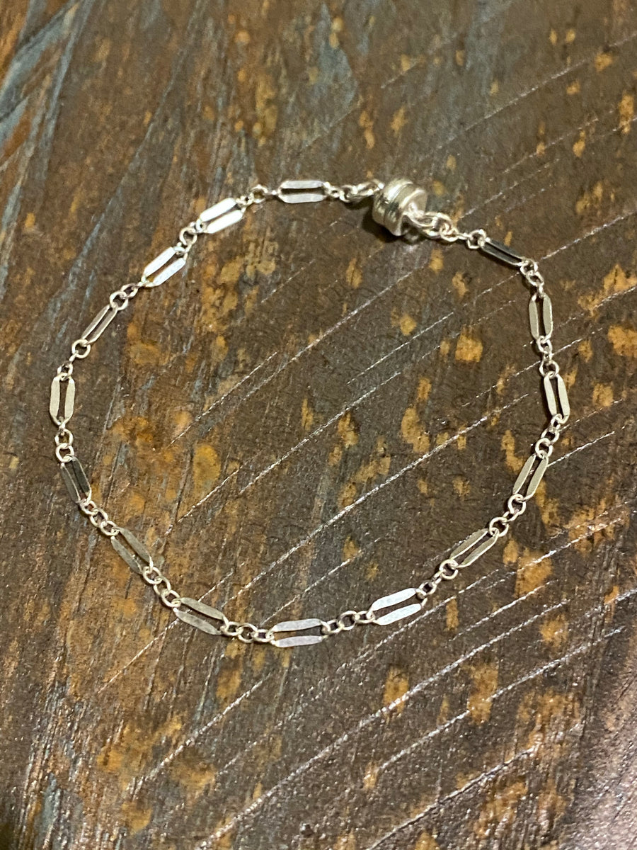 Sterling silver dapped link bracelet