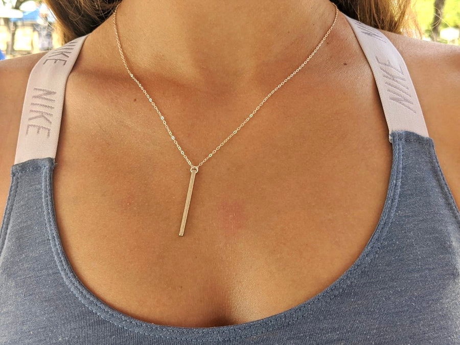 Silver vertical bar necklace