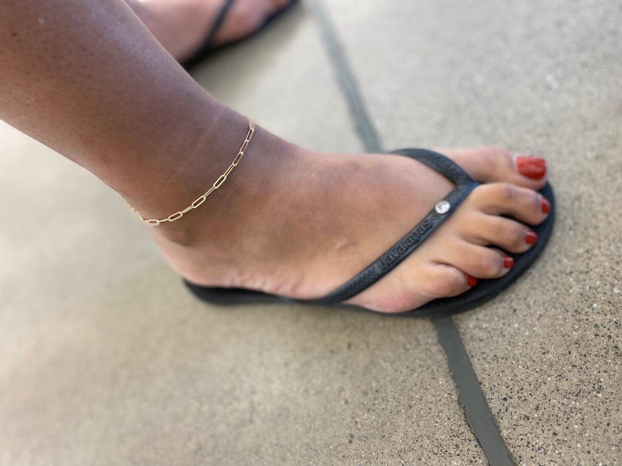 Gold large link anklet