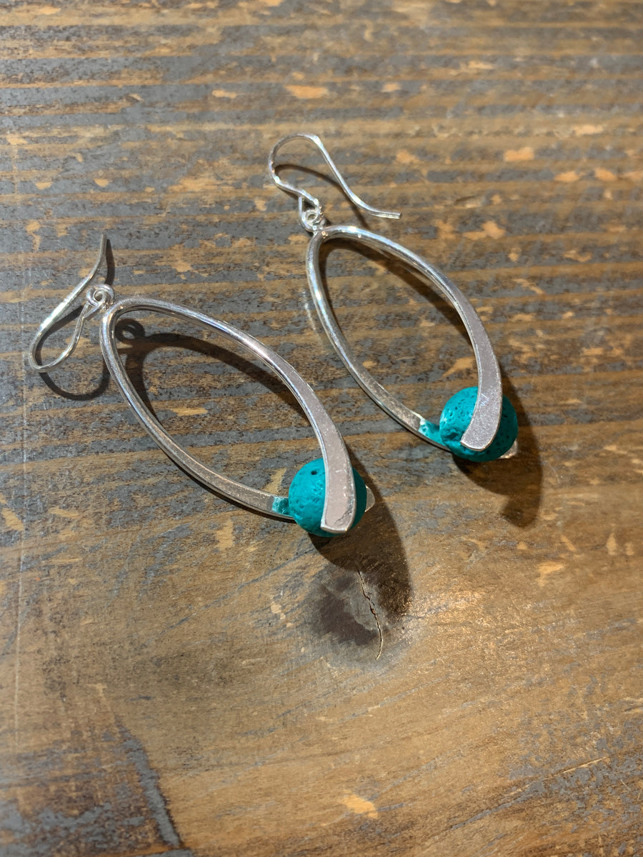 Turquoise Silver Swoosh Earrings