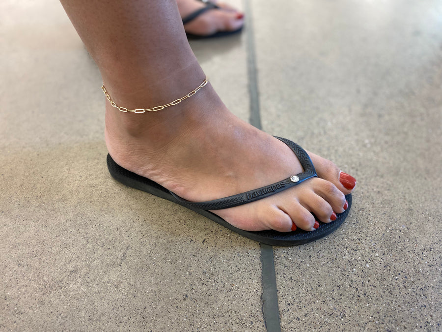 Gold large link anklet