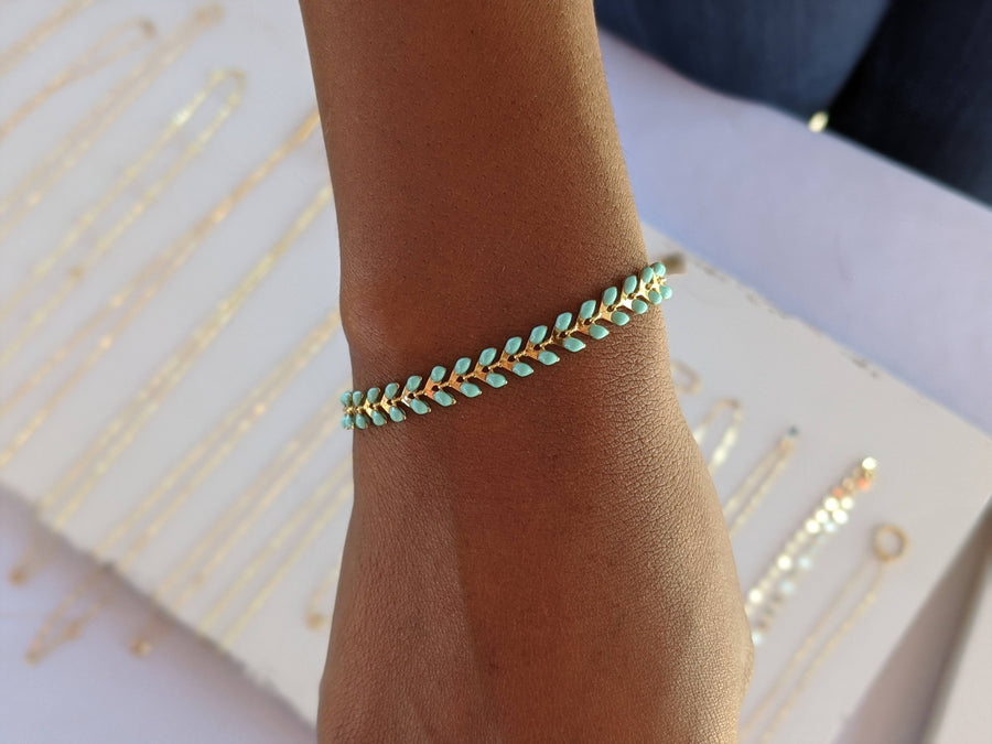 mint gold floral bracelet for women