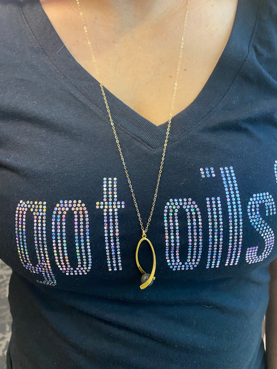 Black and gold swoosh necklace