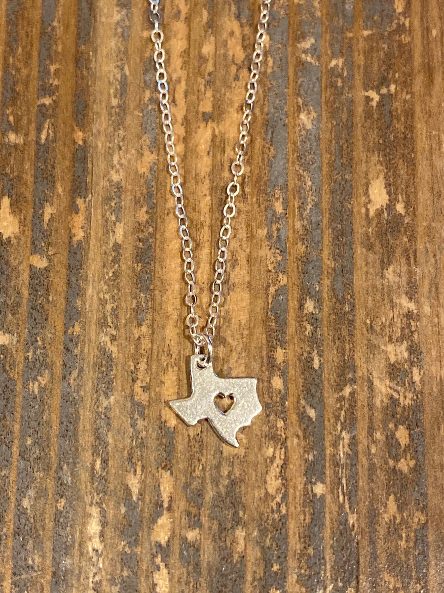 Silver Texas Strong Heart Necklace
