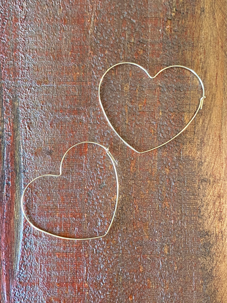 Gold large heart hoop earrings