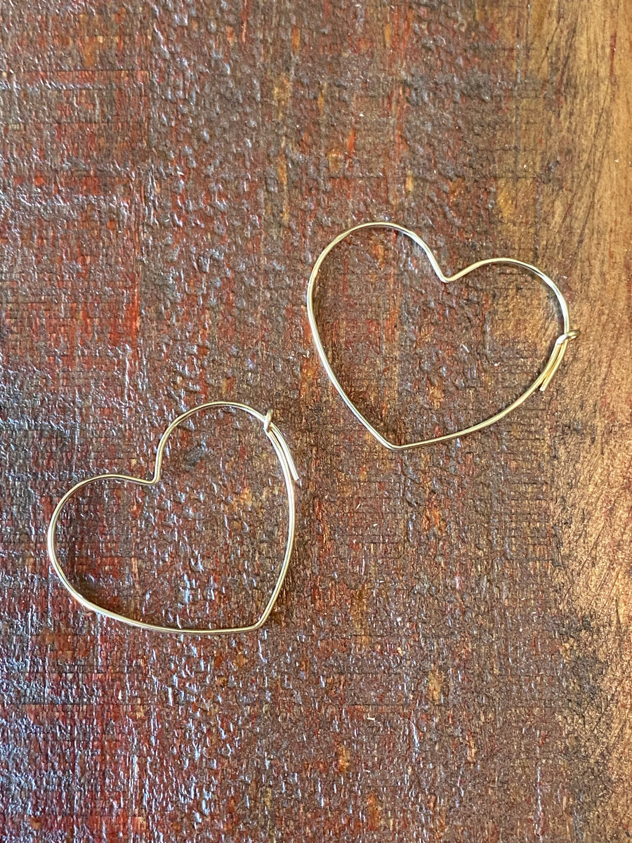 Gold small heart hoop earrings
