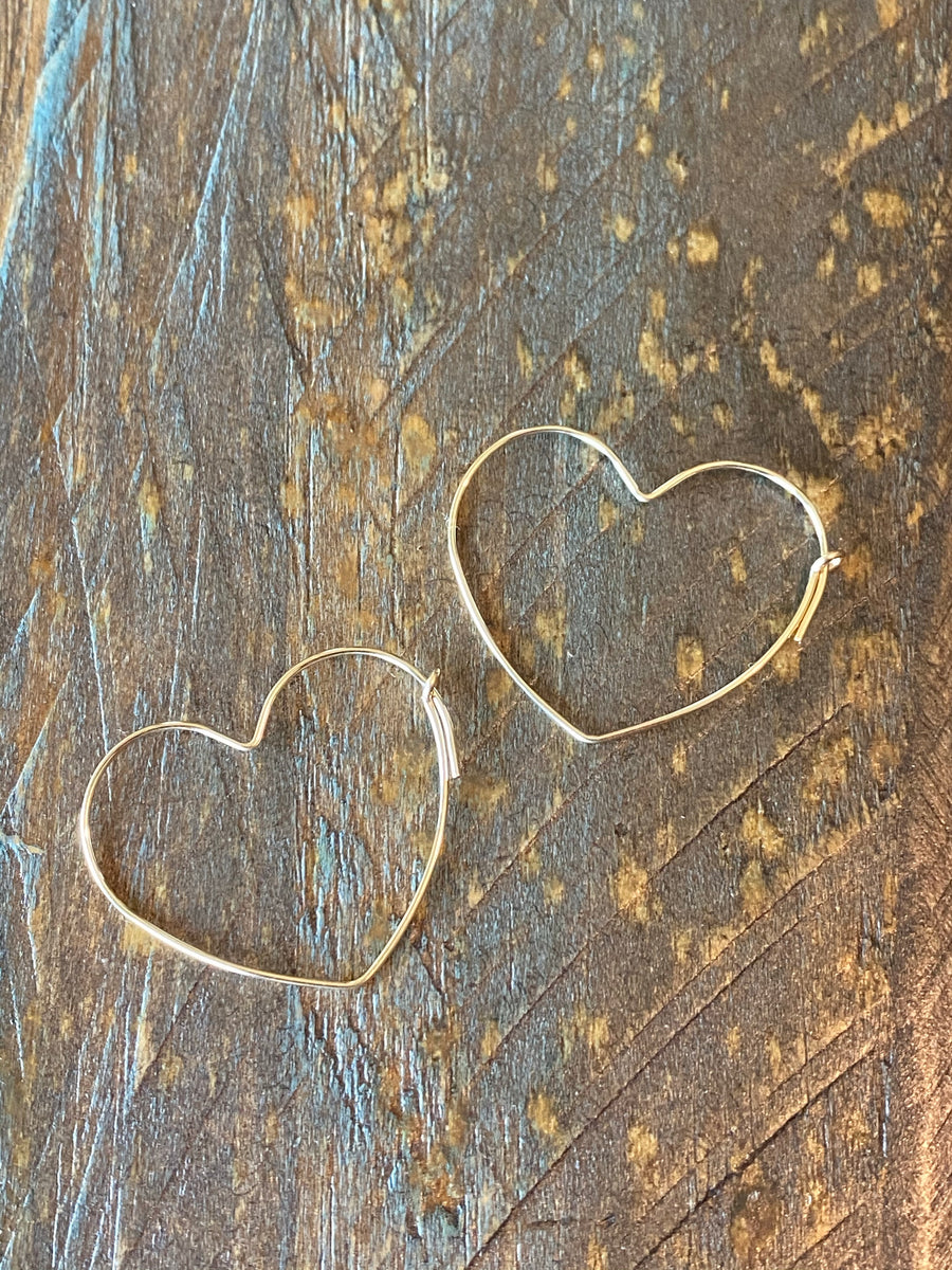 Gold small heart hoop earrings