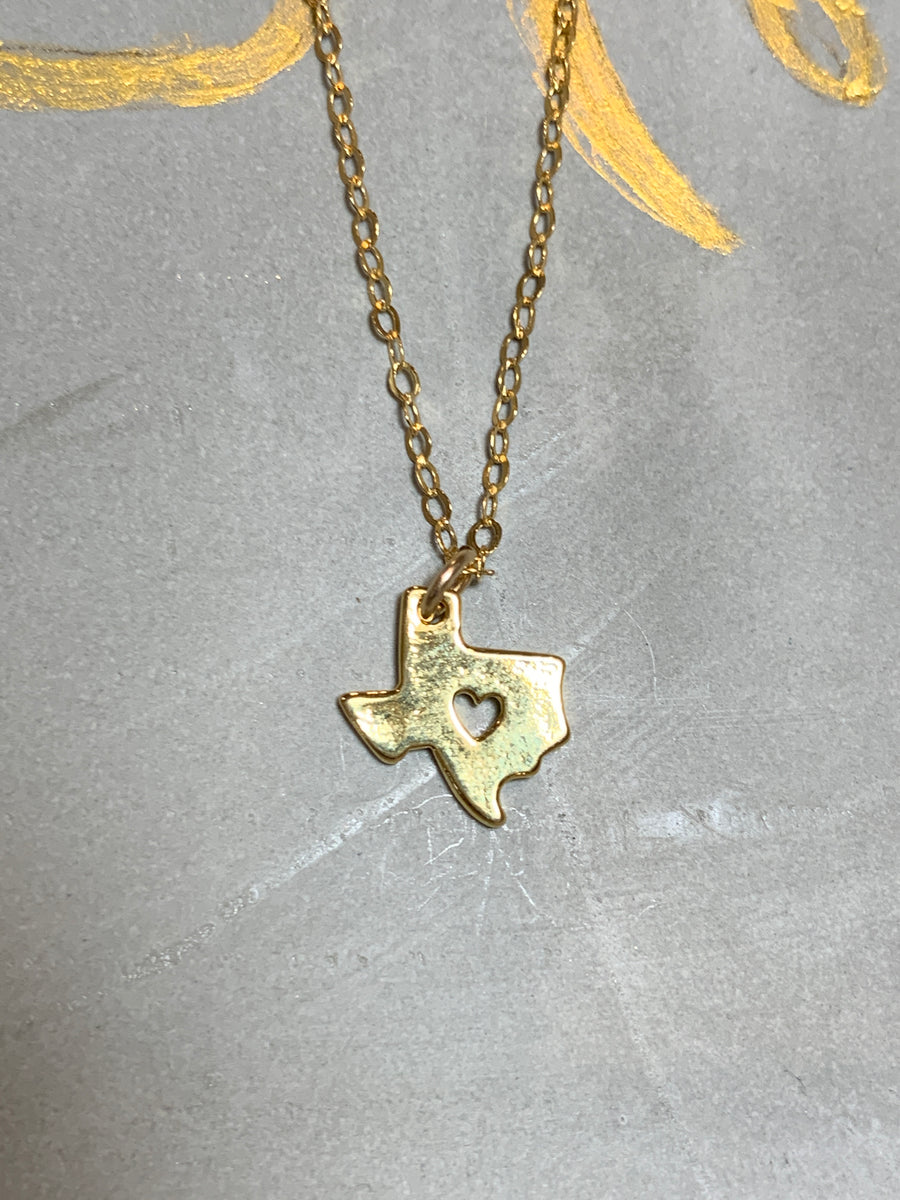 cute gold texas necklace