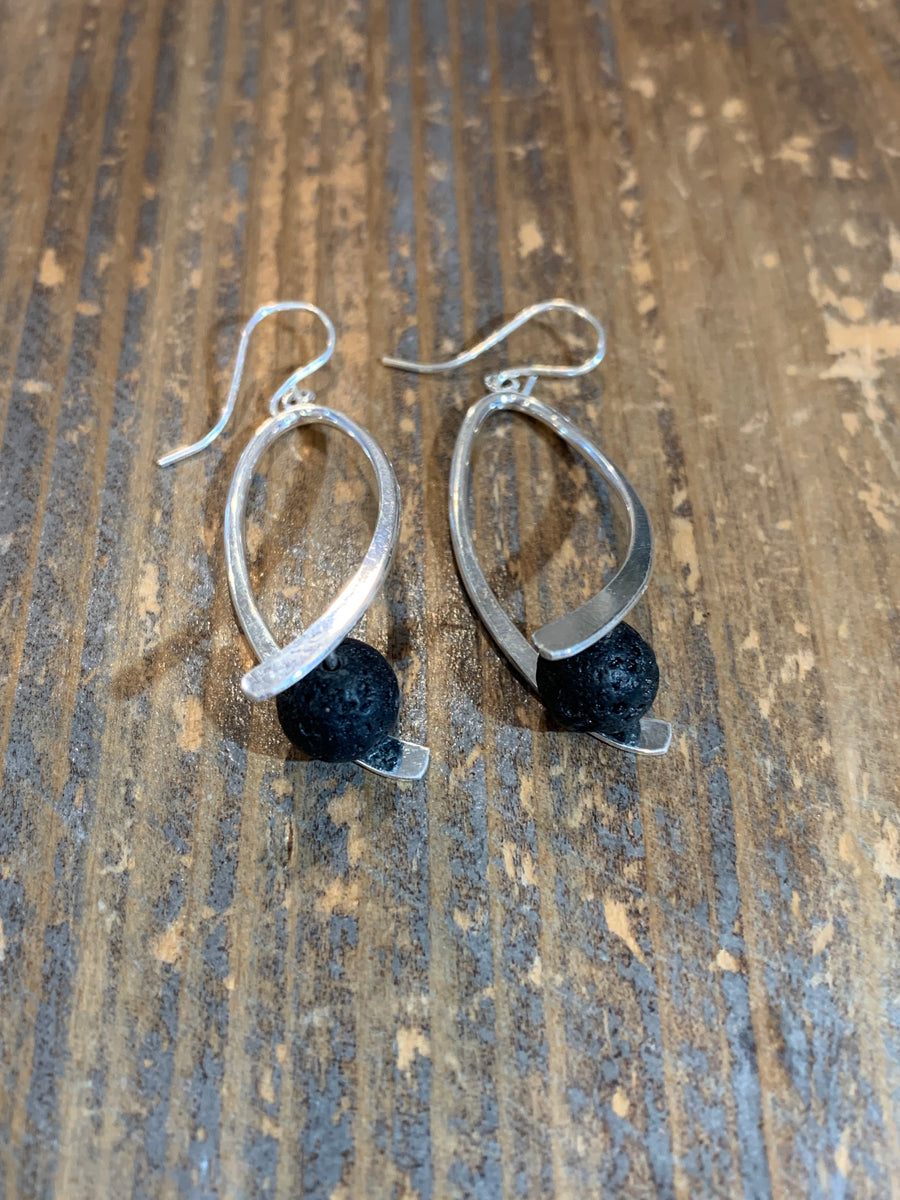 Black and Silver Swoosh Earrings