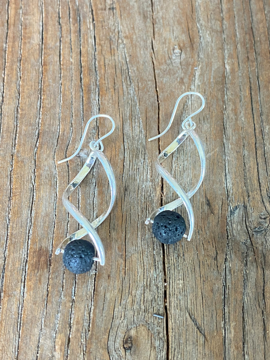 Black and Silver Spiral Earrings